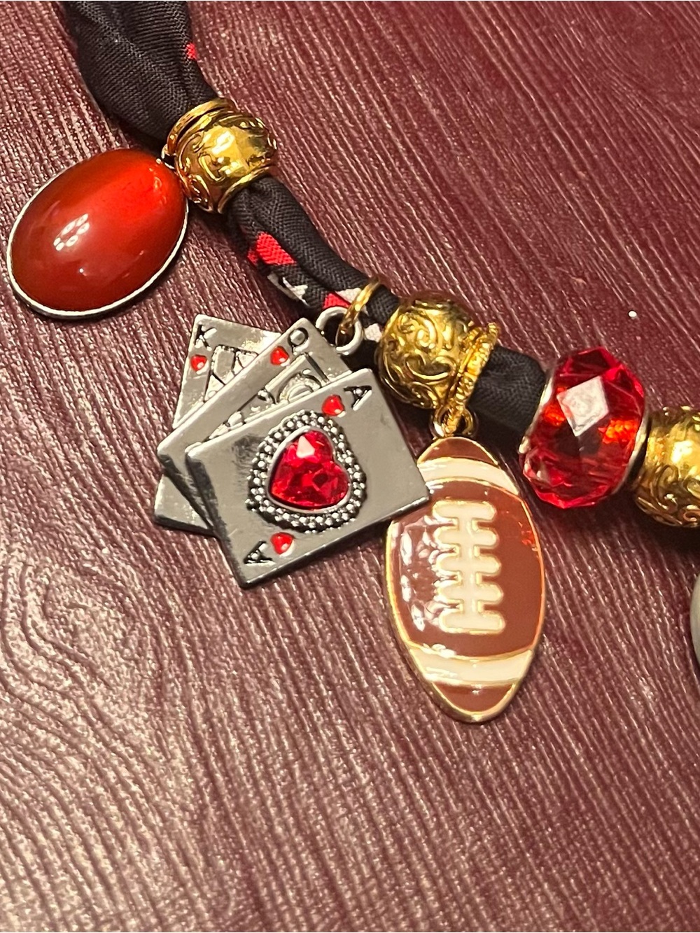 University of Georgia Black Bandana Charm Necklace, UGA, Georgia Bulldogs, 28” - Picture 2 of 7